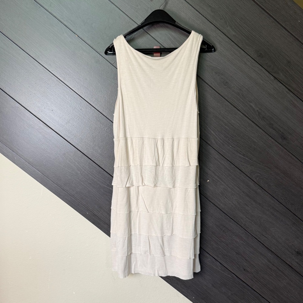 New York & Company Stretch Women's Sleeveless Tiered Ruffle Dress XL Ivory - Picture 3 of 4